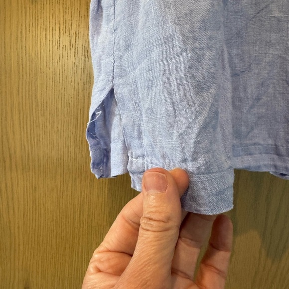 Vintage 90's Clio Linen Boxy Cropped Button Down Top / Medium / Lavendar - Picture 10 of 11